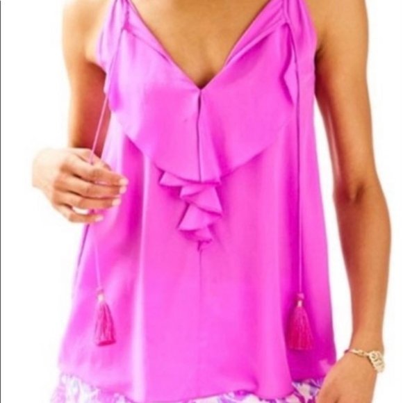 Lilly Pulitzer Silk tank with tassels - pink - sm - Picture 2 of 5